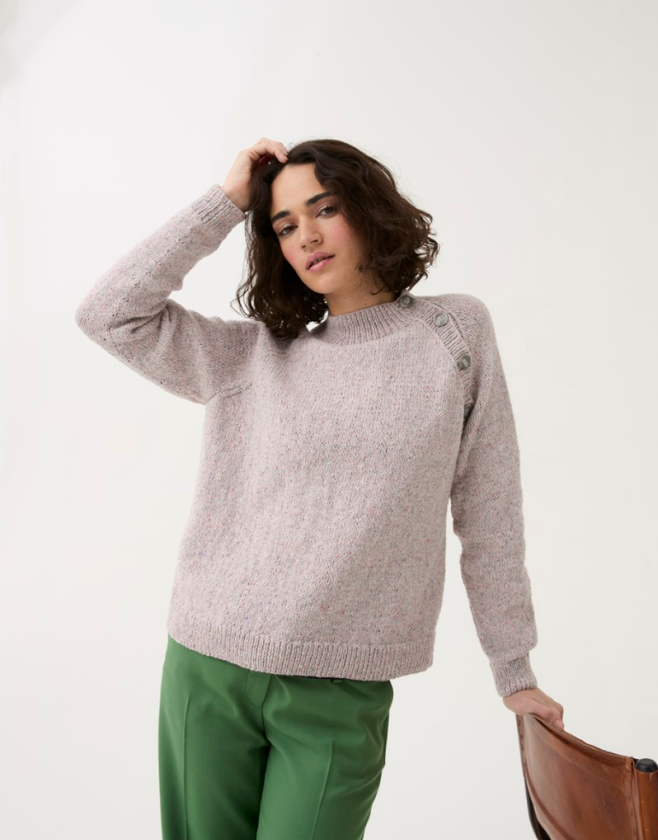 Sirdar - 10781 - Buttoned Raglan Sweater - Loveful Recycled Tweed Blend DK