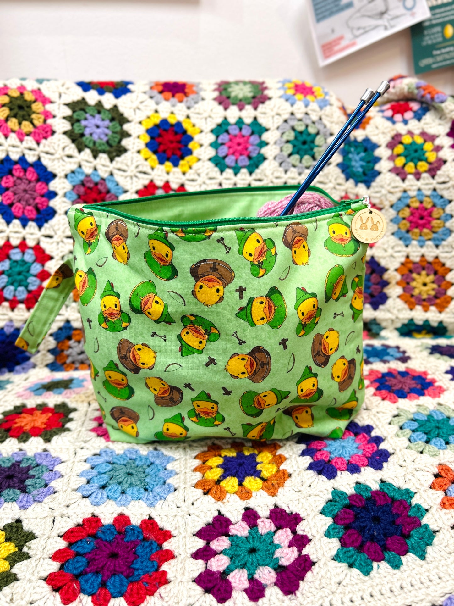 Bertie & Poppet - Medium zip project bags - Exclusive Nottingham Robin Hood Rubber Duck Design