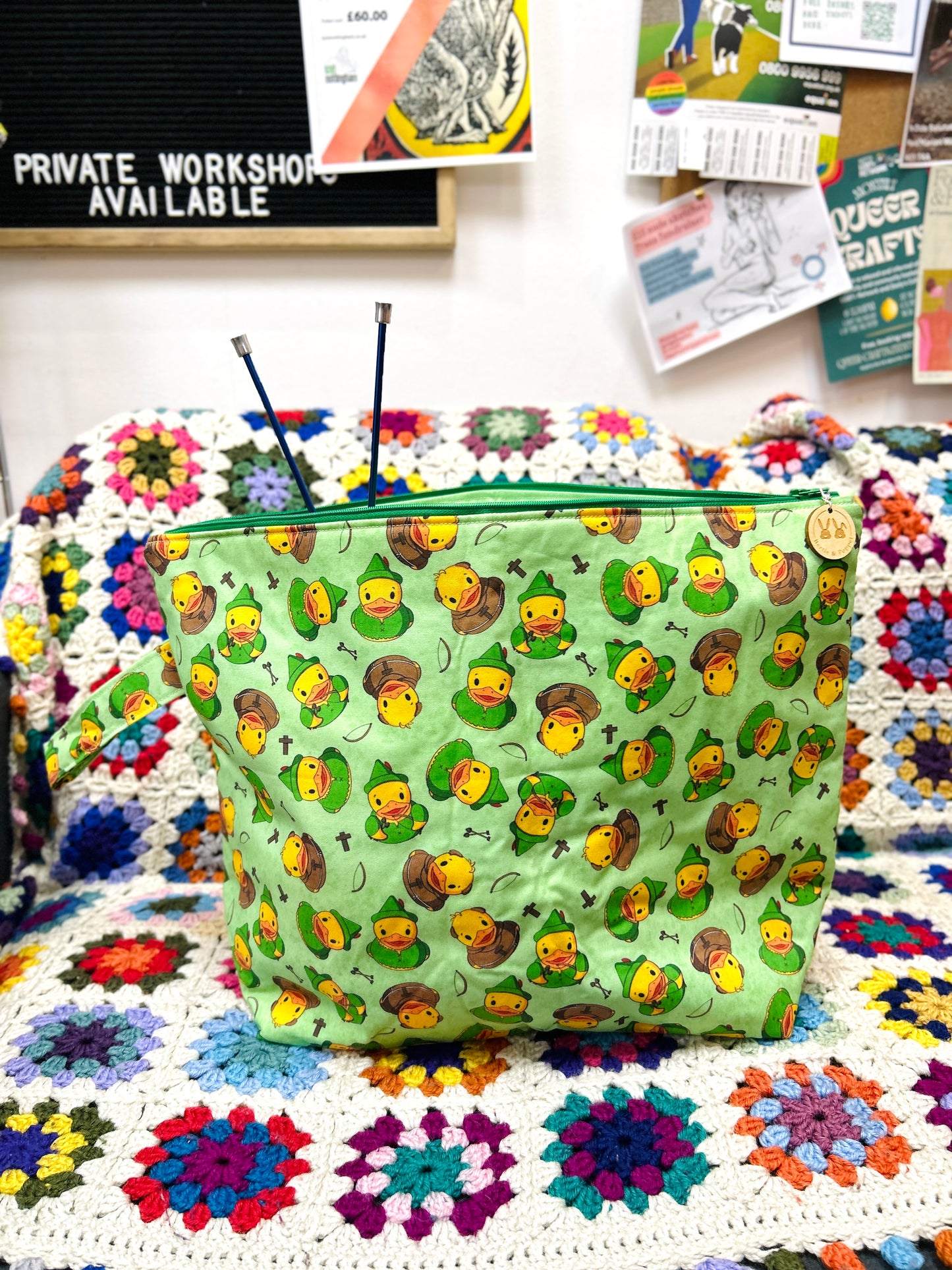 Bertie & Poppet - Large project bags - Exclusive Nottingham Robin Hood Rubber Duck Design