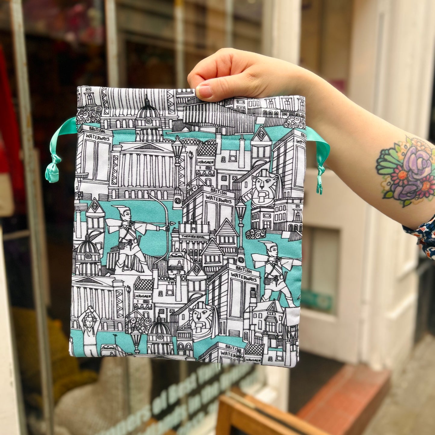 Bertie & Poppet - Medium drawstring bags - Exclusive Nottingham Landmark Design