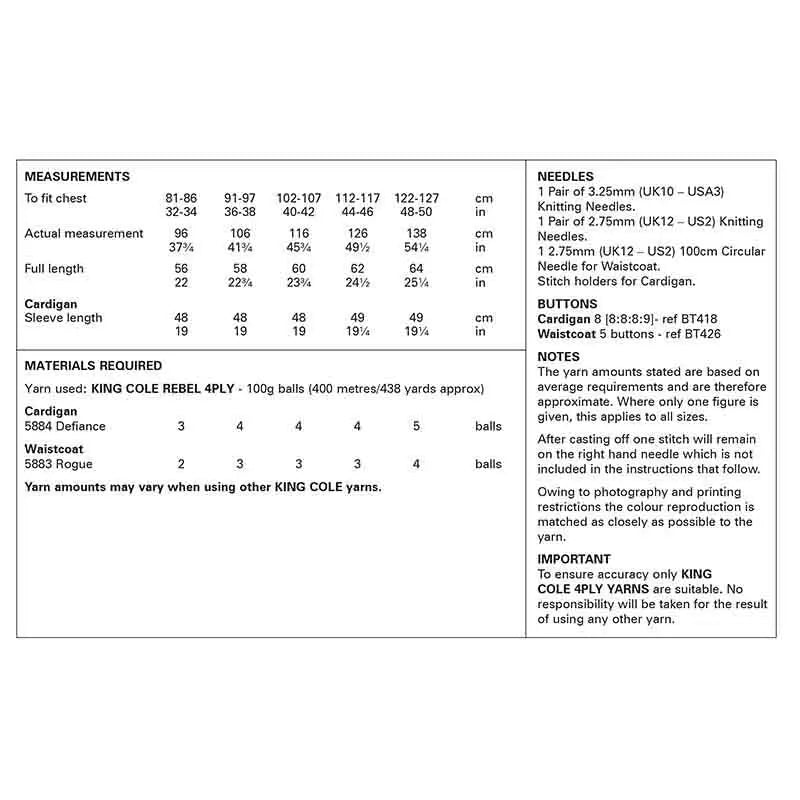 6277 4ply Cardigan & Waistcoat