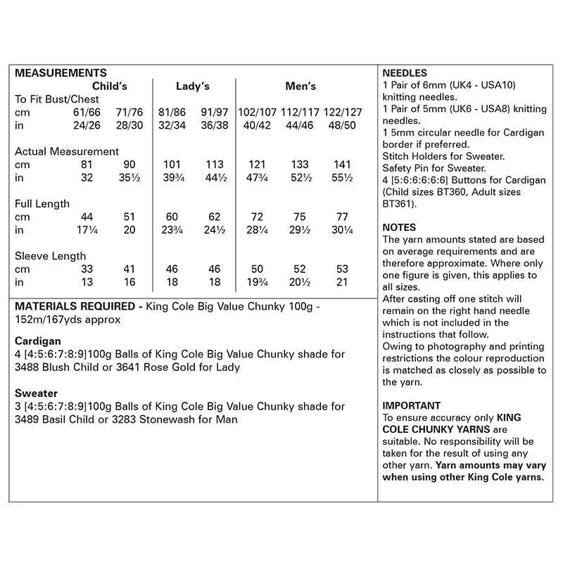 6280 - Cardigan and Sweater - Chunky