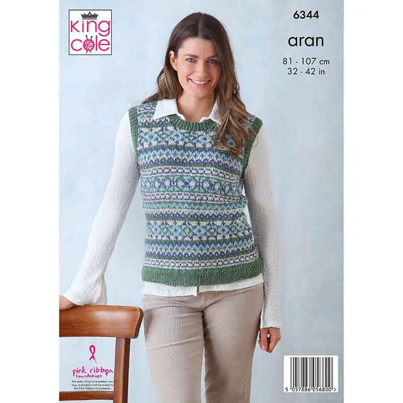 6344 - Cardigan and Tank Top - Aran