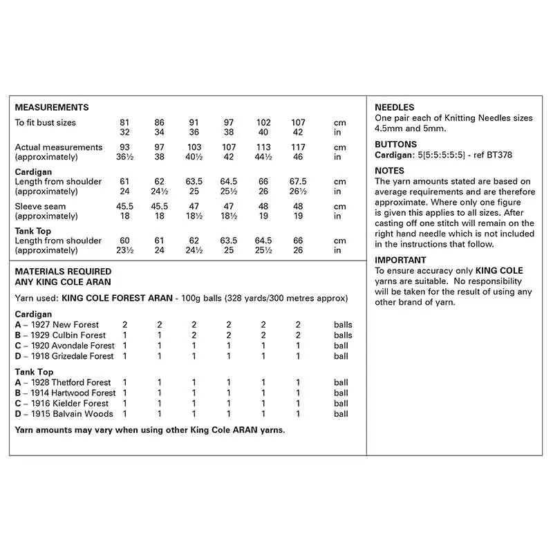 6344 - Cardigan and Tank Top - Aran
