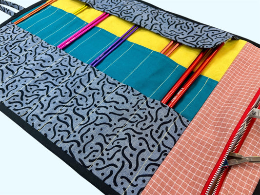 Knitting Needle Roll with Notions Pouch - Handmade by Amy Jpeg
