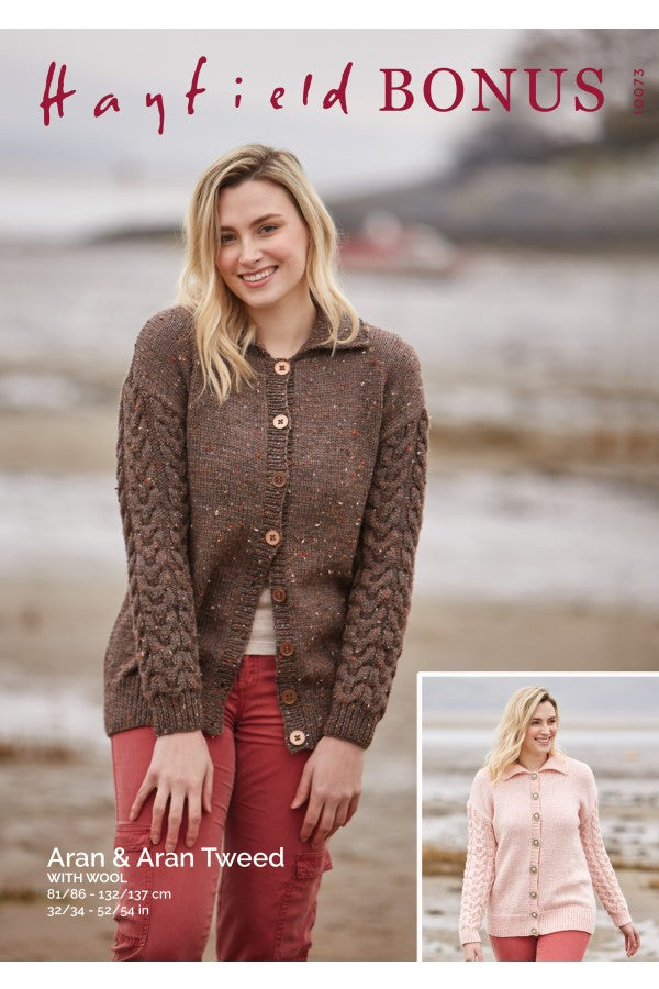 10073 - Hayfield Bonus Aran Tweed - Cardigan