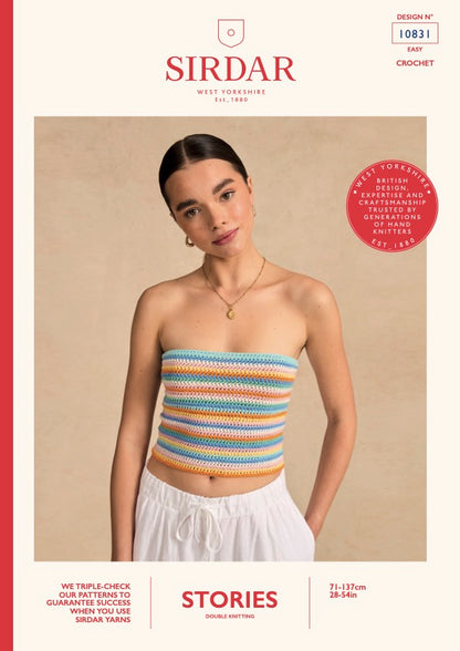 Sirdar - 10831 - Lace me up Tube Top - Crochet