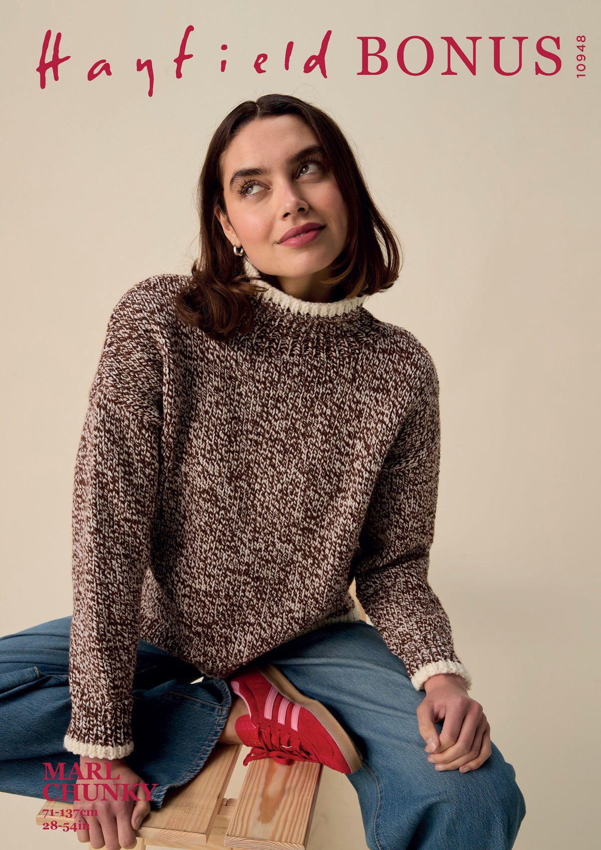 Hayfield Bonus Marl Chunky - Mingle high neck sweater design no 10948