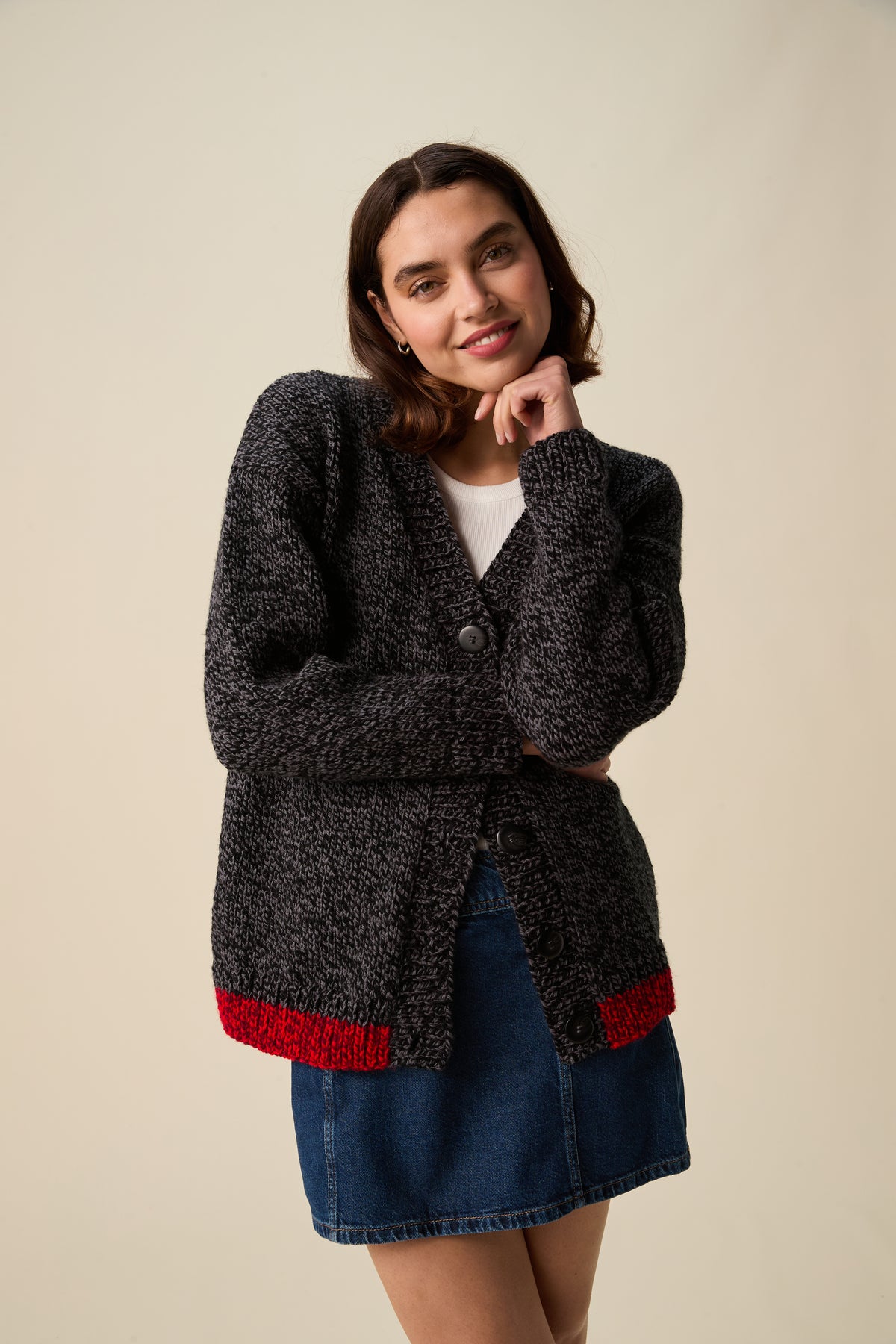 Hayfield Bonus Marl Chunky - Swirl v neck cardigan design no 10950