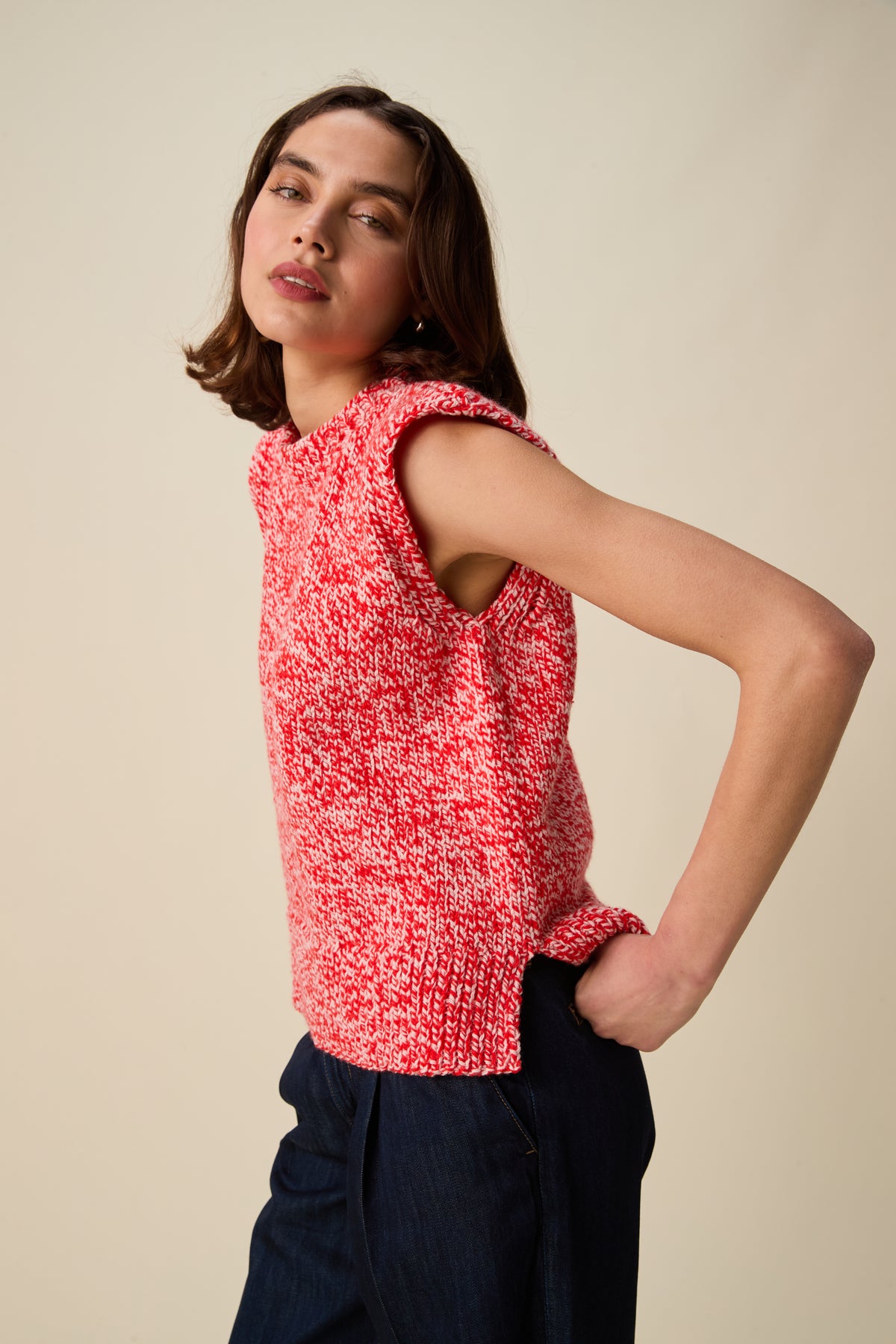 Hayfield Bonus Marl Chunky - Twin round neck vest design no 10952