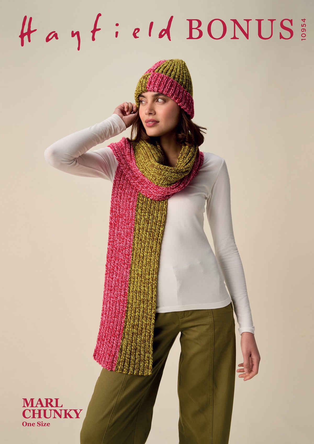 Hayfield Bonus Marl Chunky - Doubles hat & scarf set 10954