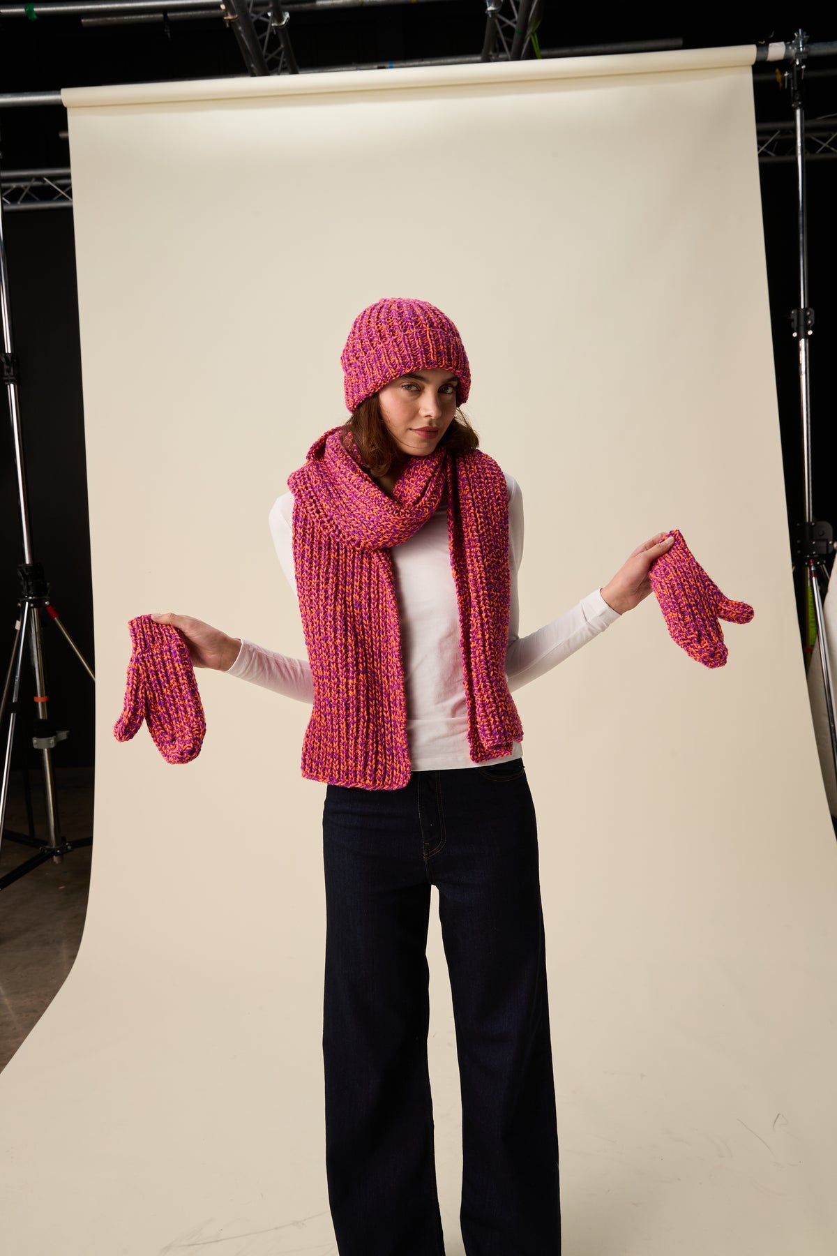 Hayfield Bonus Marl Chunky - Together hat, scarf & mitts 10955