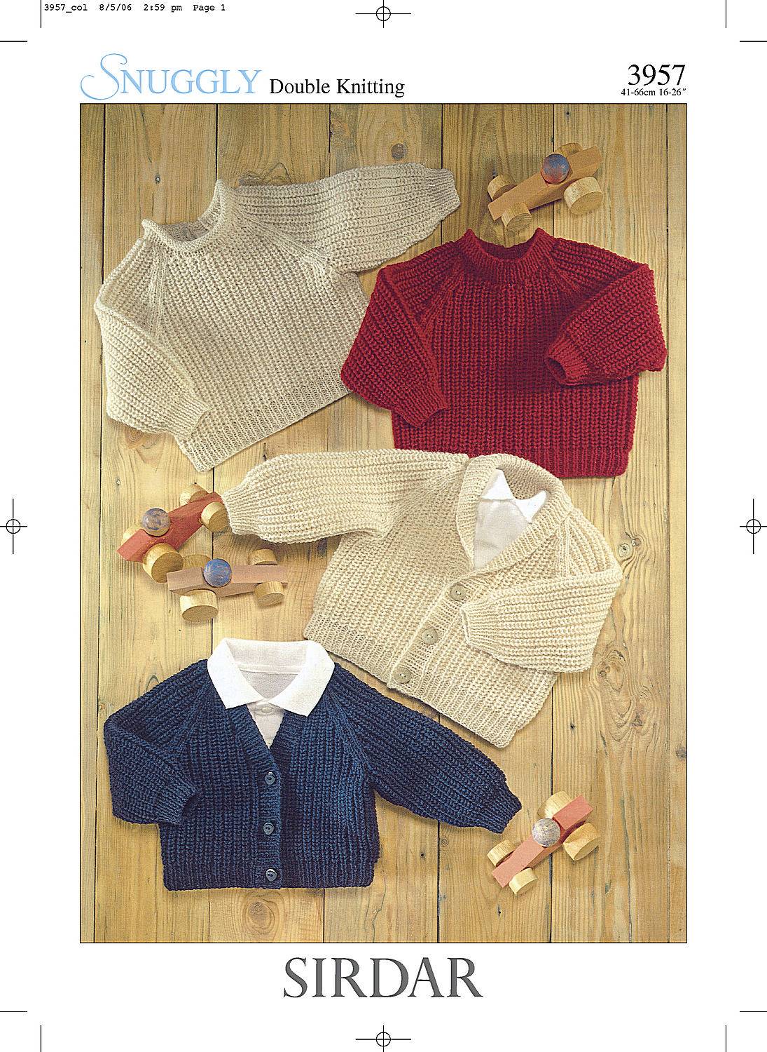 Sirdar Snuggly DK Knitting Pattern - Cardigan & Sweater 3957