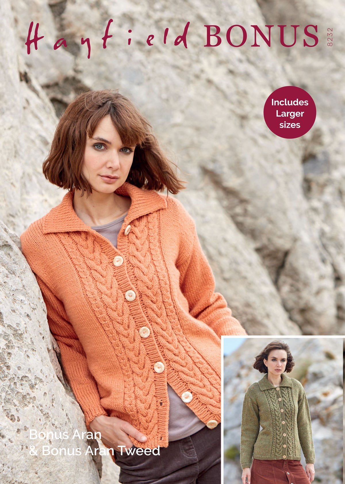 8232 - Hayfield Bonus Aran Tweed - Cardigan