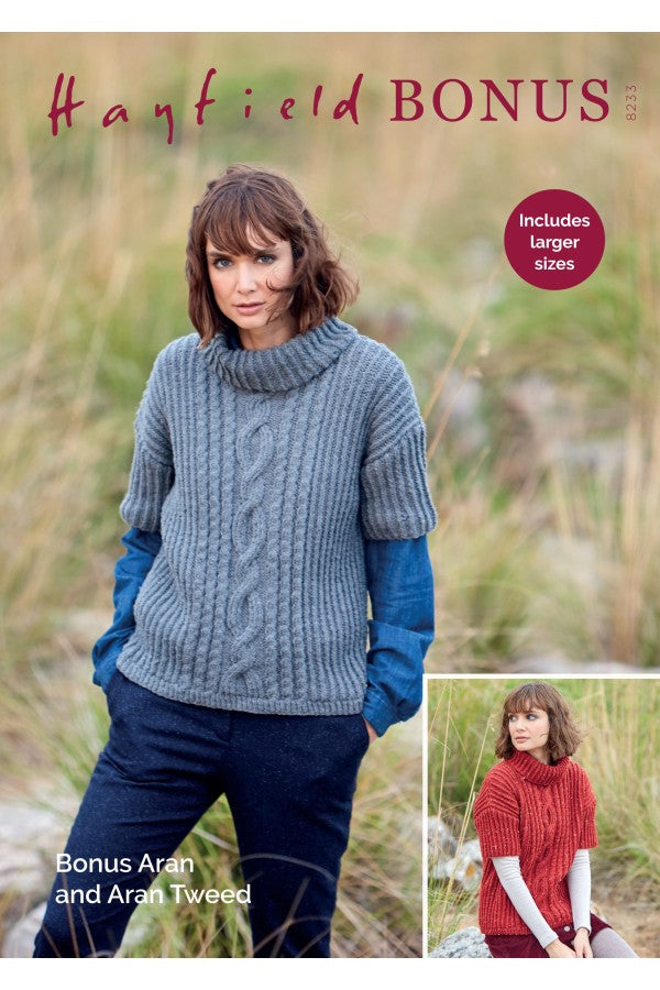 8233 - Hayfield Bonus Aran Tweed - Sweater
