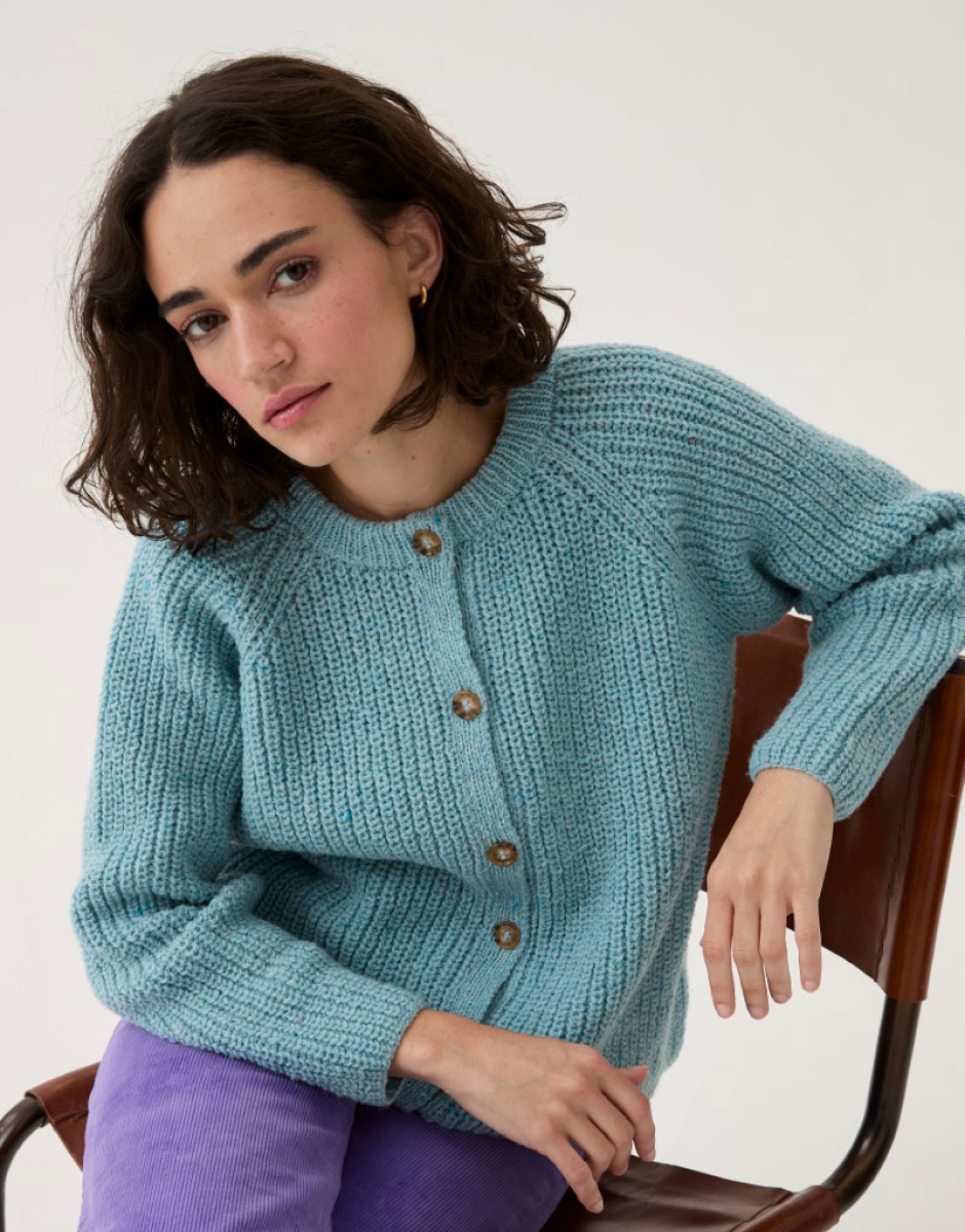 Sirdar - 10780 - Round Neck Ribbed Cardigan - Loveful Recycled Tweed Blend DK