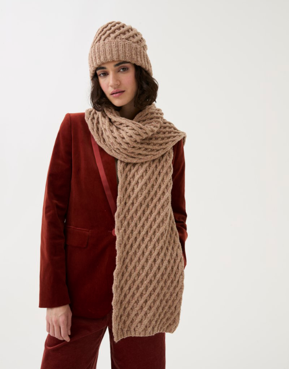 Sirdar - 10787 - Lattice Scarf & Hat - Loveful Recycled Tweed Blend DK