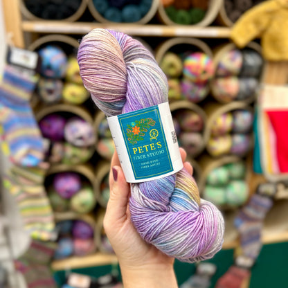 Pete's Fiber Studio - Hand Dyed Yarn 4 ply sock yarn 100g