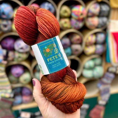 Pete's Fiber Studio - Hand Dyed Yarn 4 ply sock yarn 100g