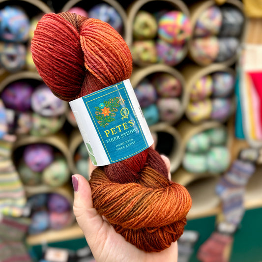 Pete's Fiber Studio - Hand Dyed Yarn 4 ply sock yarn 100g