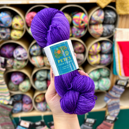 Pete's Fiber Studio - Hand Dyed Yarn 4 ply sock yarn 100g