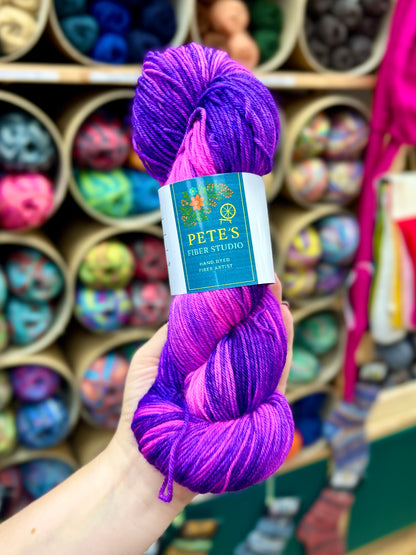 Pete's Fiber Studio - Hand Dyed Yarn 4 ply sock yarn 100g
