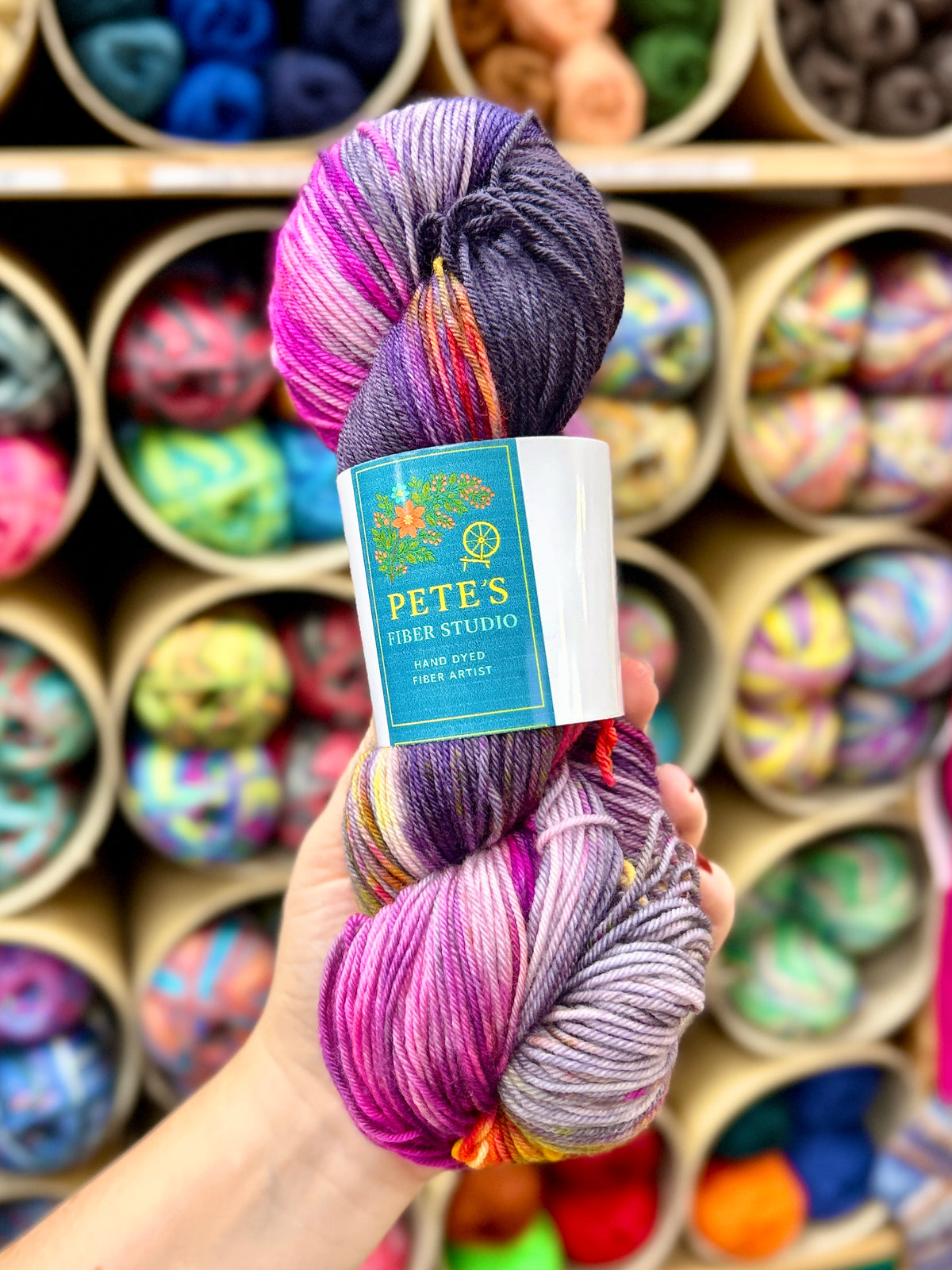 Pete's Fiber Studio - Hand Dyed Yarn 4 ply sock yarn 100g
