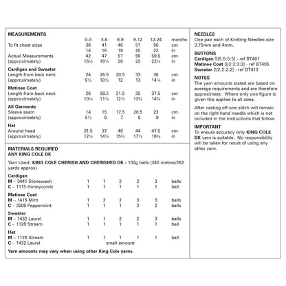 6211 - DK Cardigan, Sweater, Matinee Coat and Hat