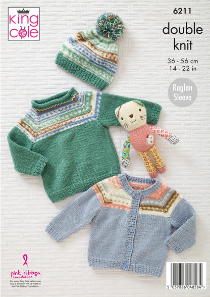 6211 - DK Cardigan, Sweater, Matinee Coat and Hat