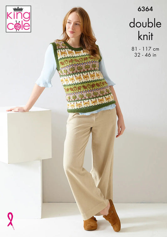 6364 - Fairisle Sweater and Tank Top - DK