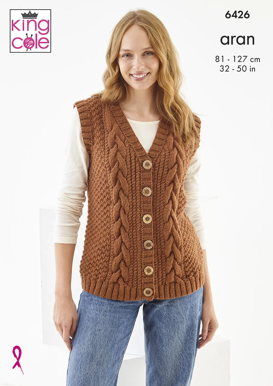 6426 - Waistcoat and Cardigan - Aran