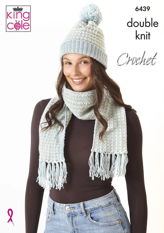 6439 - Crocheted Hat and Scarf - DK