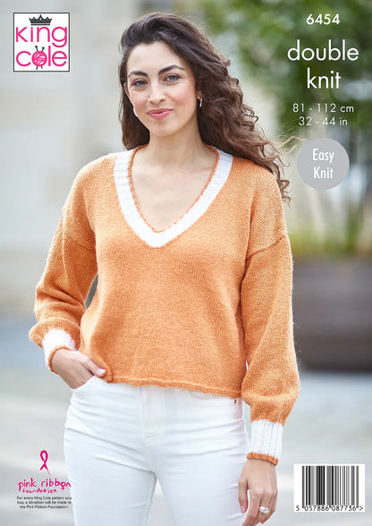 6452 - Ladies' V-Neck Cardigan and Sweater- DK