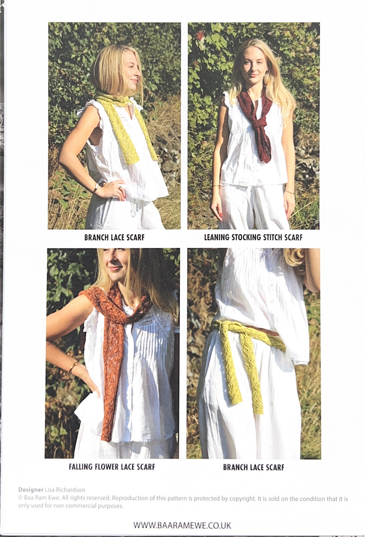 Baa Ram Hattie Scarves Pattern - Lace weight