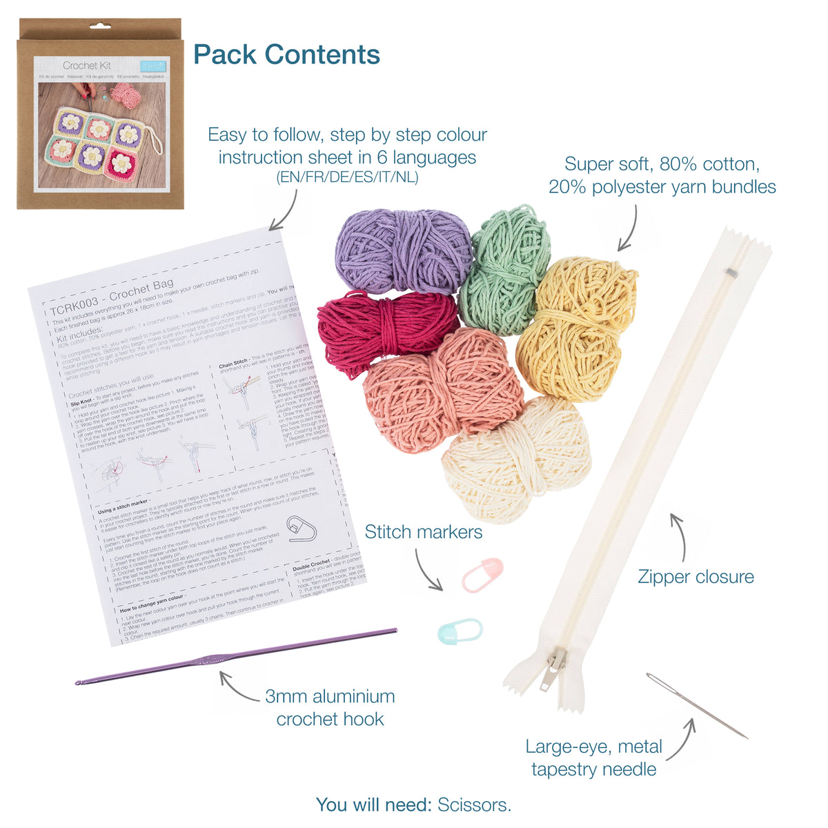Granny Square Bag with Zip Crochet Kit