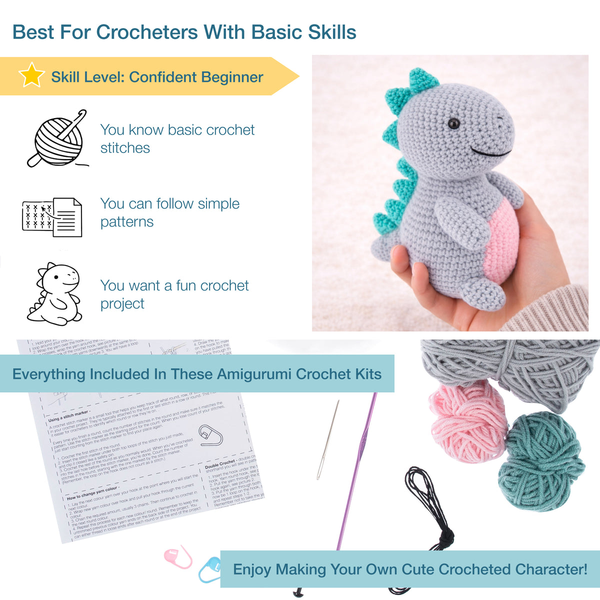 Amigurumi Dinosaur Crochet Kit