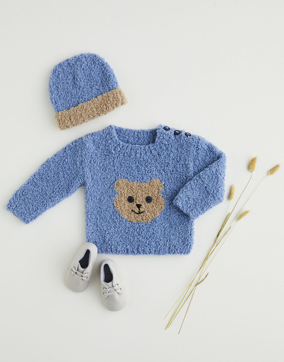 Sirdar - Teddy Bear Sweater & Hat in Sirdar Snuggly Snowflake - 5401