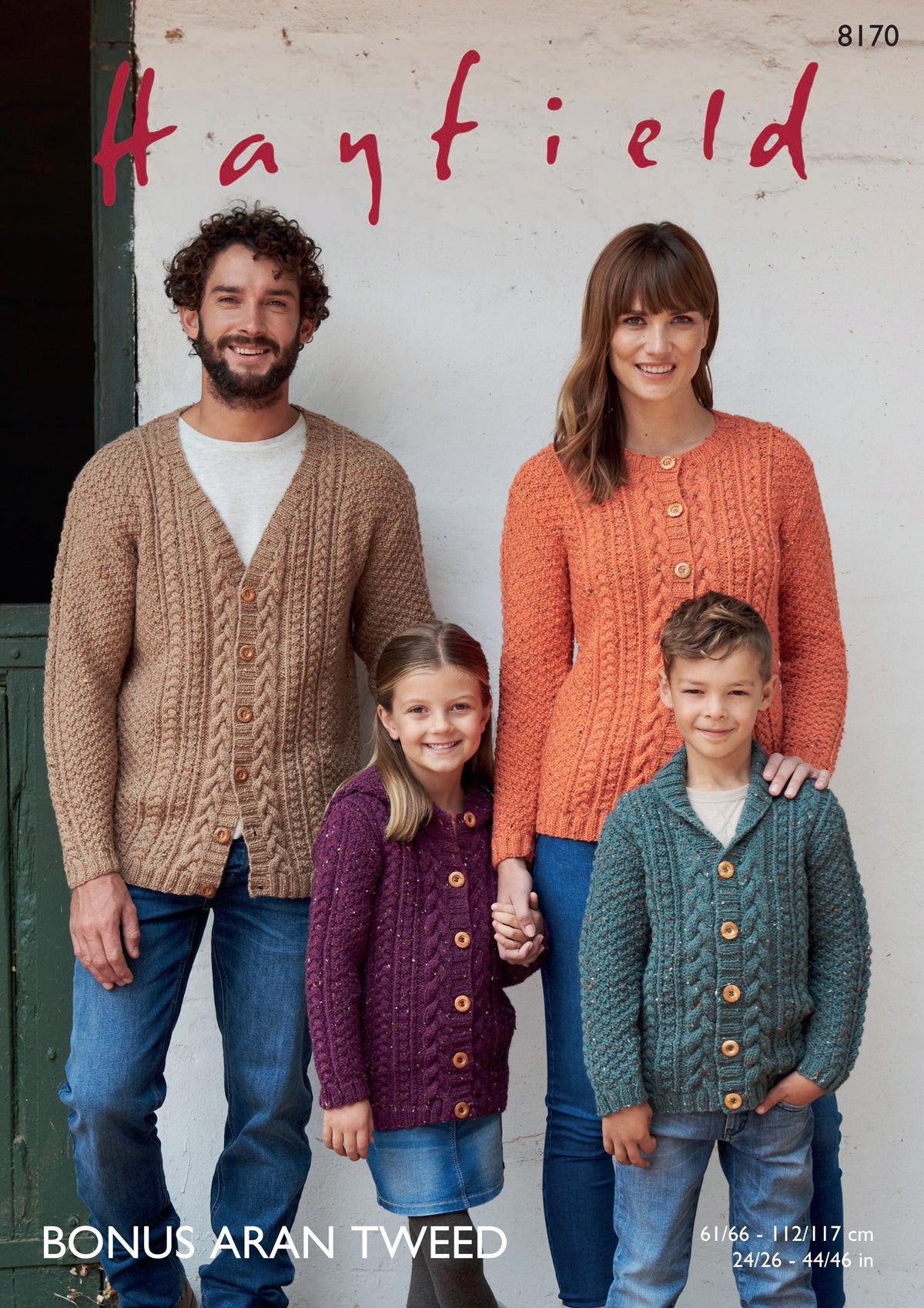 8170 - Hayfield Bonus Aran cabled Cardigans - family