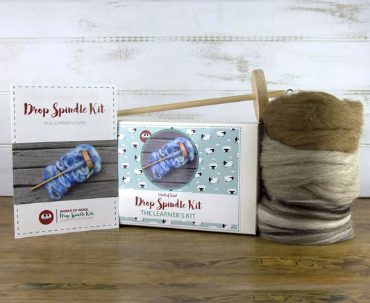 World of Wool Drop Spindle Kit - Natural coloured British breeds
