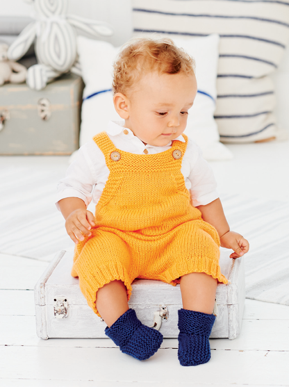 Little Shortie Dungarees, Little Blue Booties