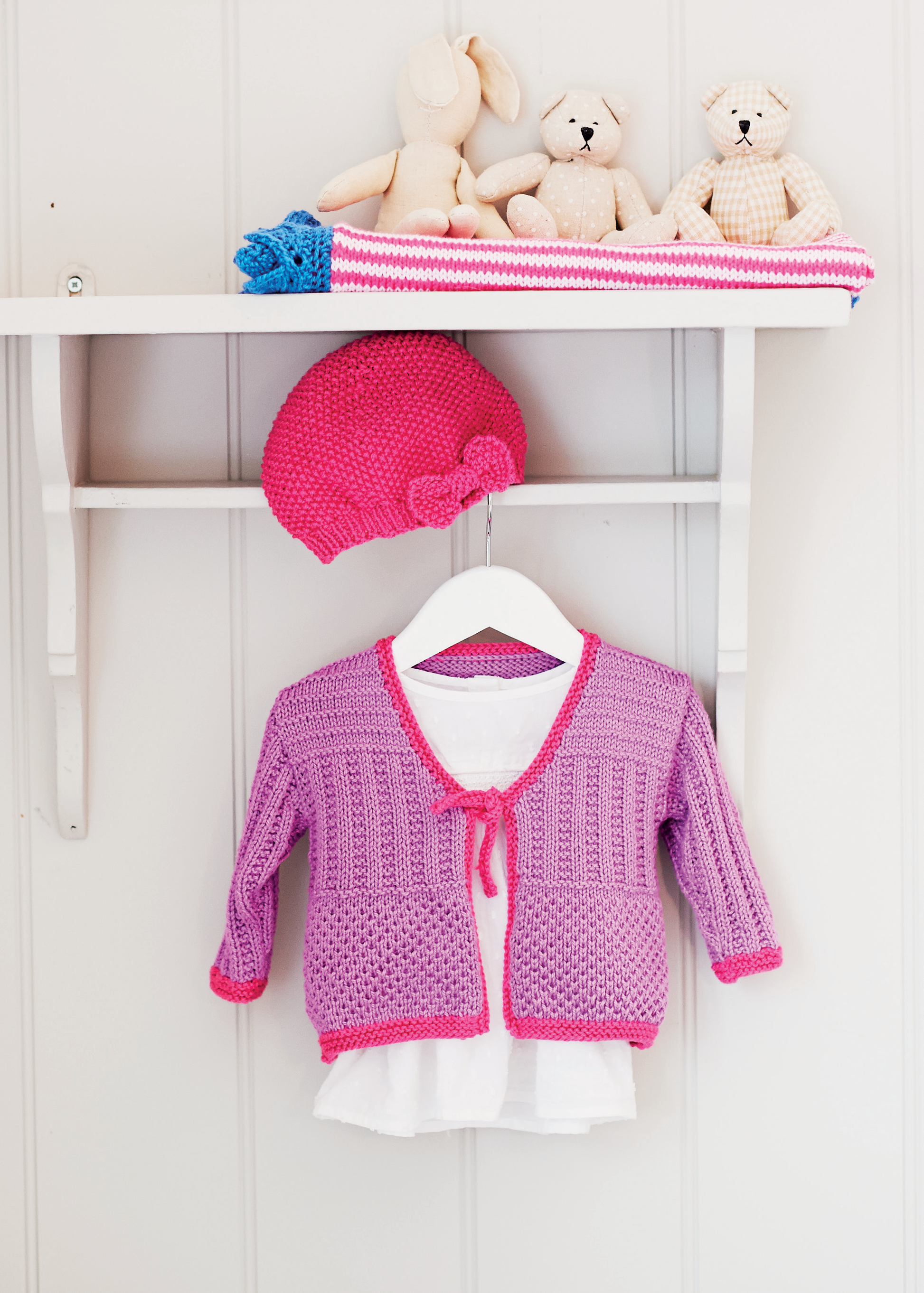 Stripy Snuggly Blankie, Little Bow Beret, Little Tie Cardie