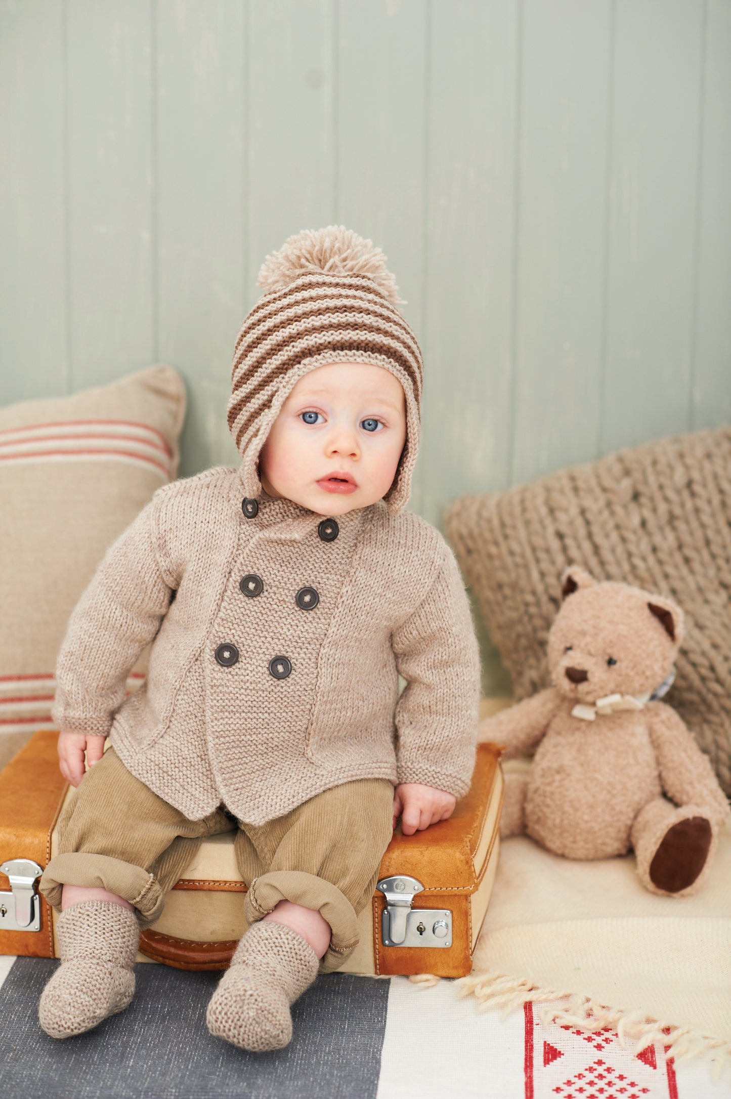 Little Car Coat & Stripey Helmet