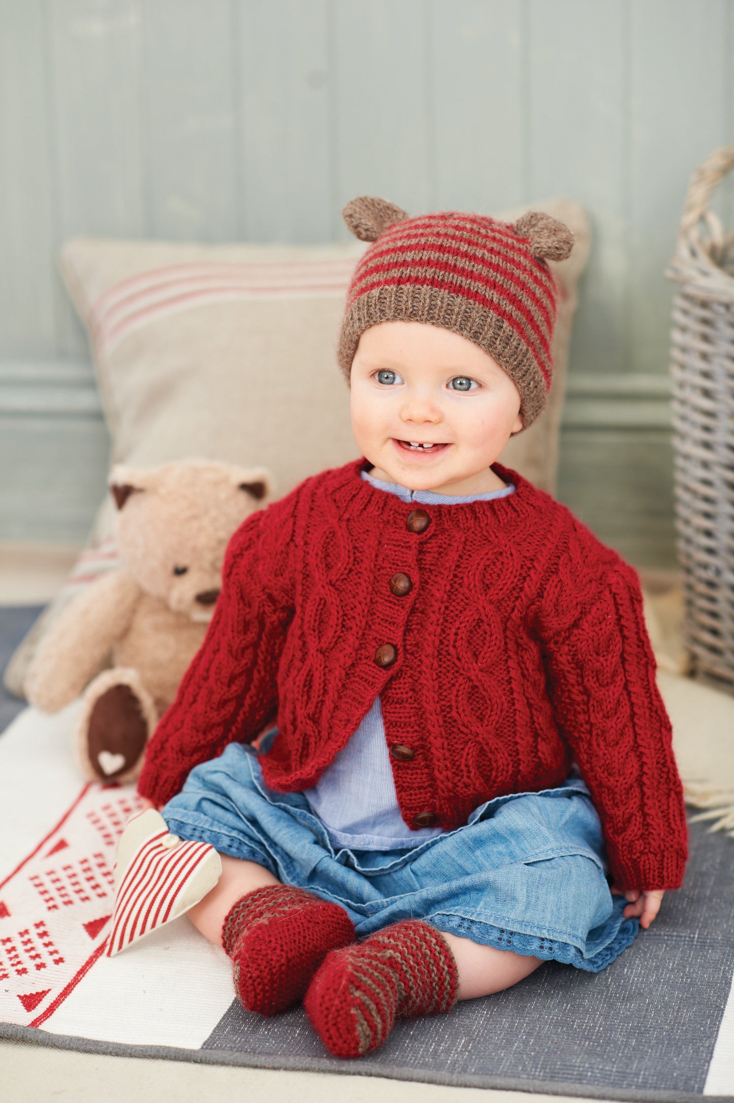 Little Cabled Cardie and Little Ear Hat